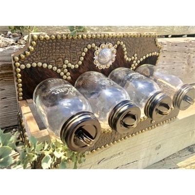 Western Cowhide Mason Jar Canister Set